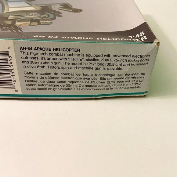Vintage 1986 Monogram  AH-64 Apache Helicopter 1:48 Kit 5443 Open Box Never Used - Picture 2 of 12